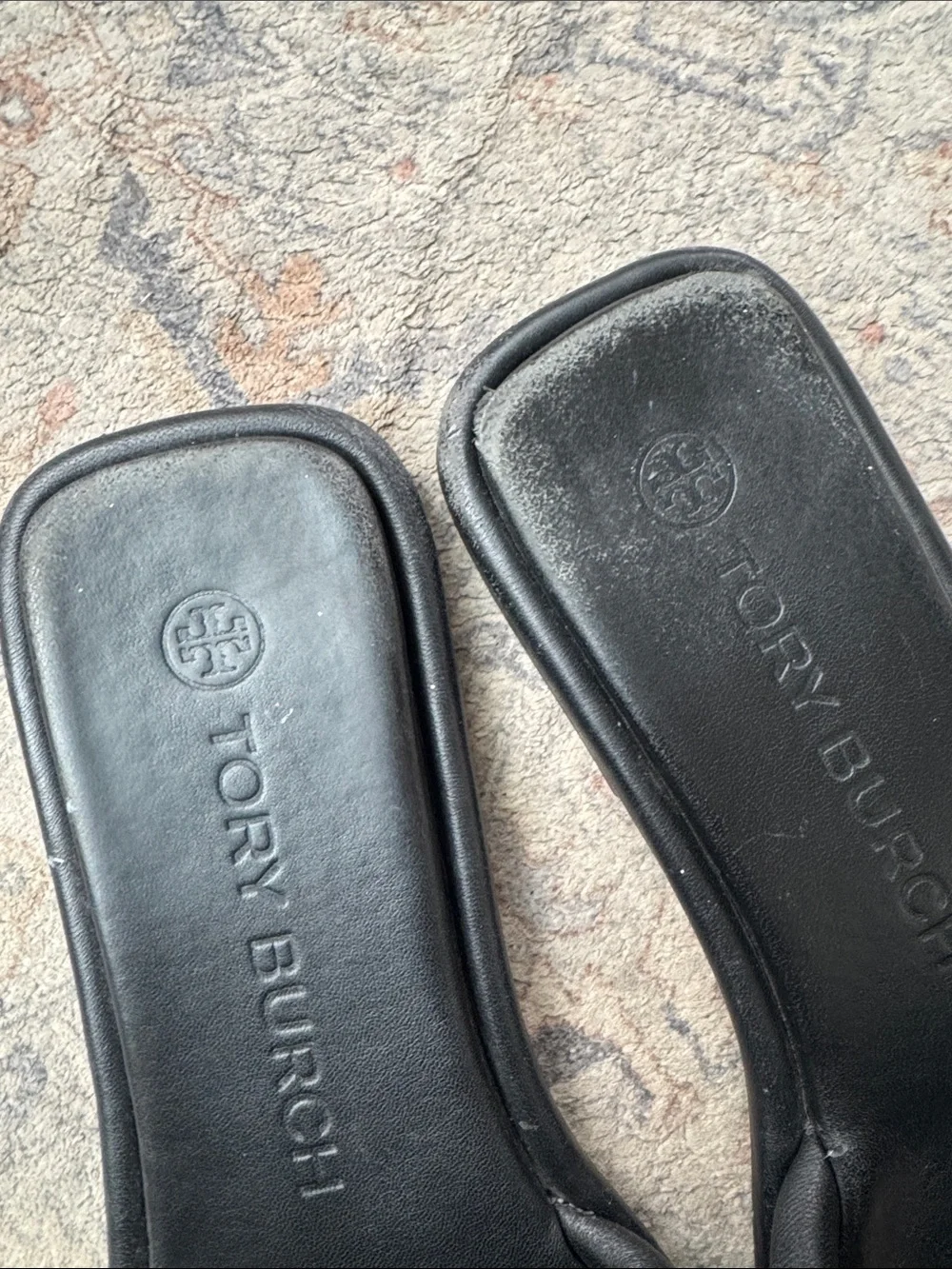 Tory Burch Black Double T Leather Slide Sandals Size 8 As Is